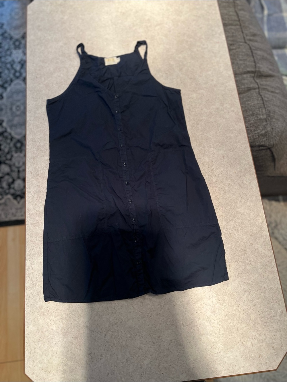 Button-Front Sleeveless Tank Dress - Navy